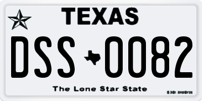 TX license plate DSS0082