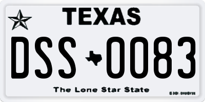 TX license plate DSS0083