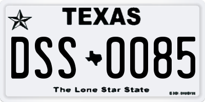 TX license plate DSS0085
