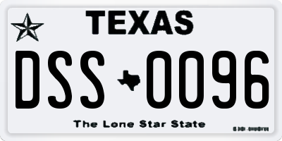 TX license plate DSS0096
