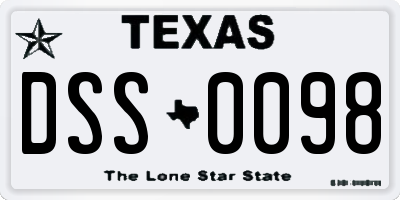 TX license plate DSS0098