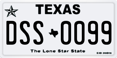 TX license plate DSS0099