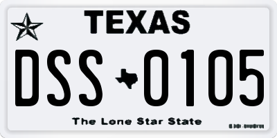 TX license plate DSS0105