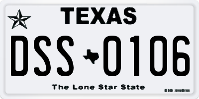 TX license plate DSS0106