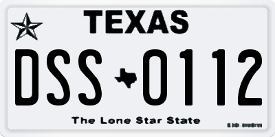 TX license plate DSS0112