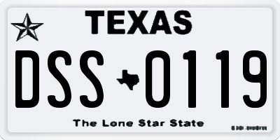 TX license plate DSS0119