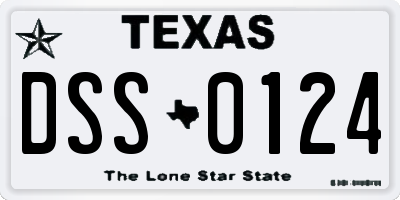 TX license plate DSS0124