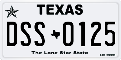 TX license plate DSS0125