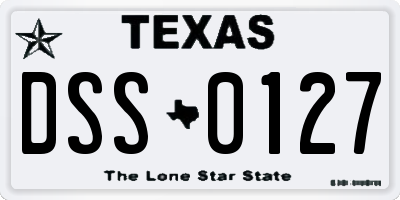 TX license plate DSS0127