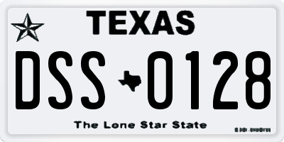 TX license plate DSS0128