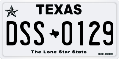 TX license plate DSS0129