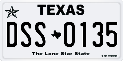 TX license plate DSS0135