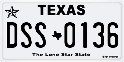 TX license plate DSS0136
