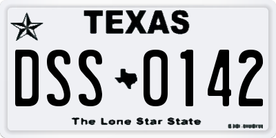 TX license plate DSS0142