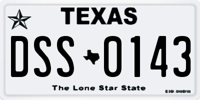 TX license plate DSS0143
