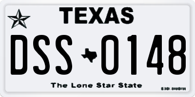 TX license plate DSS0148