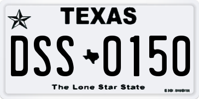 TX license plate DSS0150