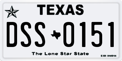 TX license plate DSS0151