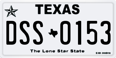 TX license plate DSS0153