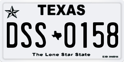 TX license plate DSS0158