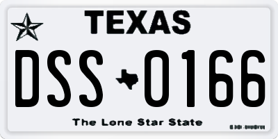 TX license plate DSS0166