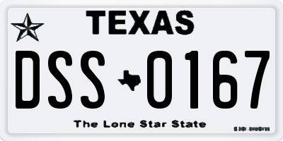 TX license plate DSS0167