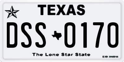 TX license plate DSS0170