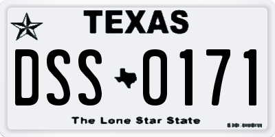 TX license plate DSS0171