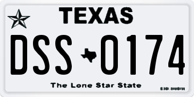 TX license plate DSS0174