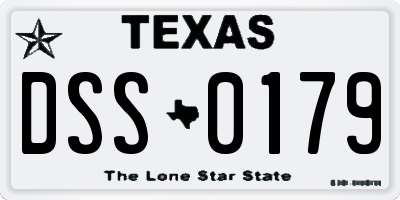 TX license plate DSS0179