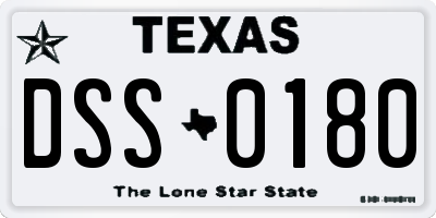 TX license plate DSS0180