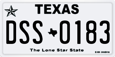 TX license plate DSS0183