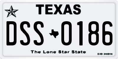 TX license plate DSS0186