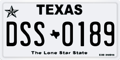 TX license plate DSS0189
