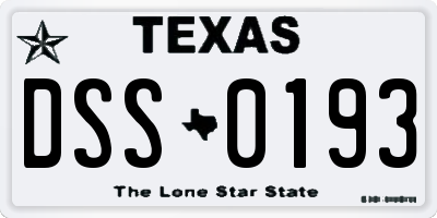 TX license plate DSS0193