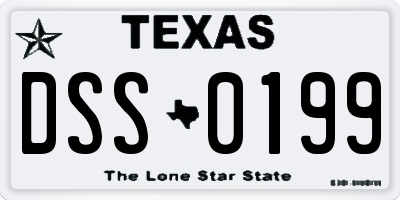 TX license plate DSS0199