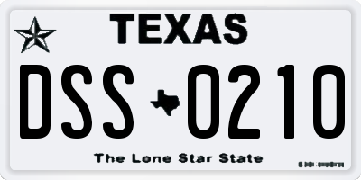 TX license plate DSS0210