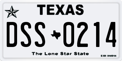 TX license plate DSS0214