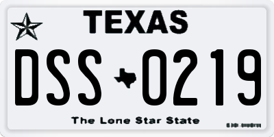 TX license plate DSS0219