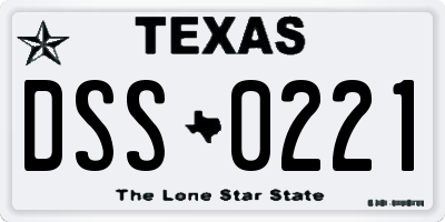 TX license plate DSS0221