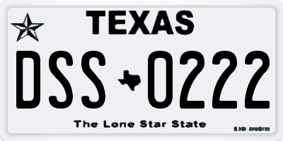 TX license plate DSS0222