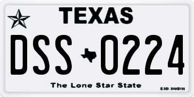 TX license plate DSS0224