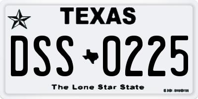 TX license plate DSS0225