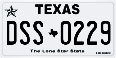 TX license plate DSS0229