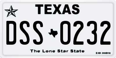 TX license plate DSS0232