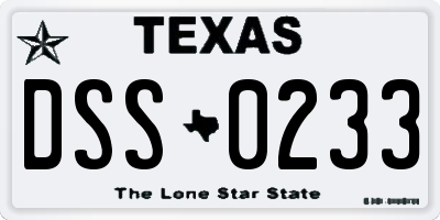 TX license plate DSS0233