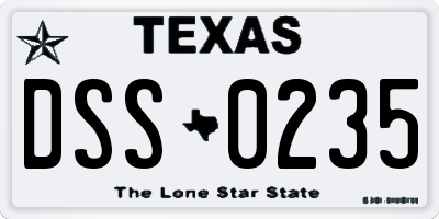 TX license plate DSS0235