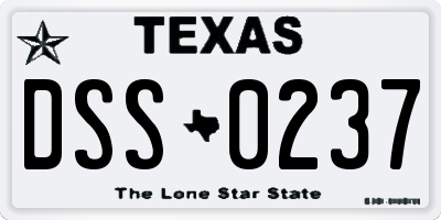 TX license plate DSS0237