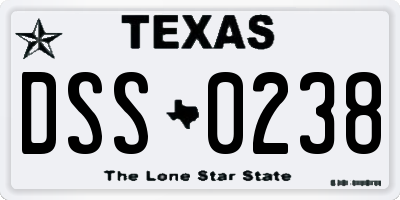 TX license plate DSS0238