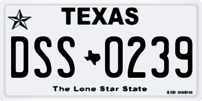 TX license plate DSS0239